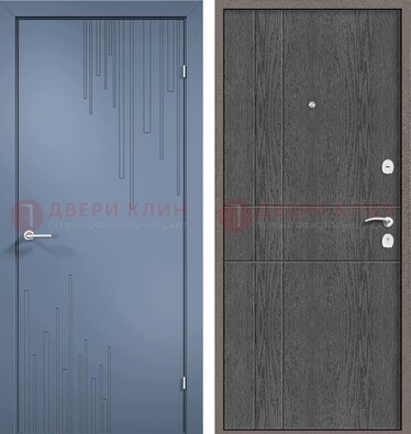 Синяя металлическая дверь МДФ в квартиру ДМ-434 в Ликино-Дулево