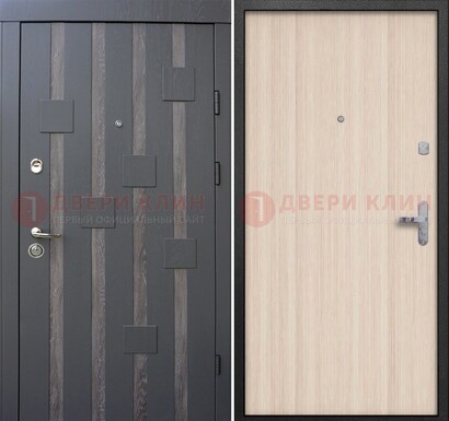 Черная железная дверь с МДФ в квартиру ДМ-448 в Мурманске