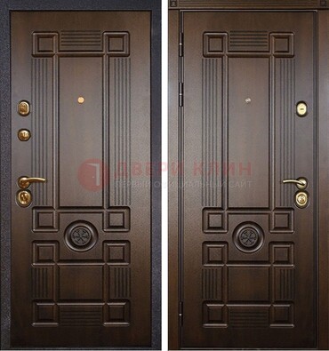 Квартирная коричневая железная дверь с МДФ ДМ-45 в Ликино-Дулево