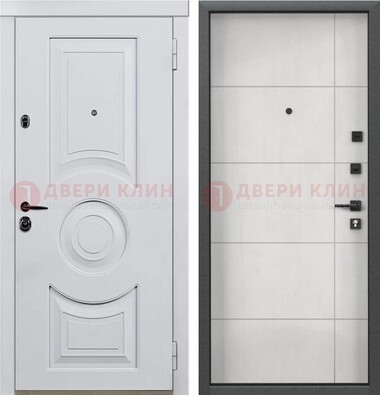 Белая железная дверь с МДФ в квартиру ДМ-463 в Ликино-Дулево