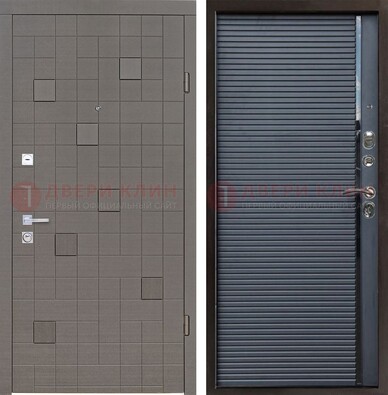 Темная стальная дверь с панелями МДФ хайтек ДМ-467 в Ликино-Дулево