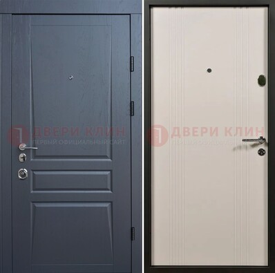 Темно-серая стальная дверь с МДФ хайтек ДМ-481 в Ликино-Дулево