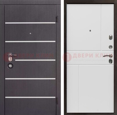 Темная стальная дверь с белыми вставками с МДФ ДМ-482 в Ликино-Дулево