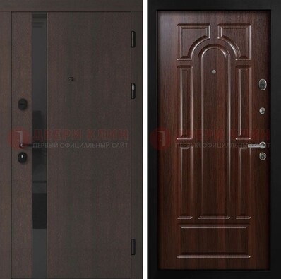 Темная входная дверь с МДФ панелями в квартиру ДМ-499 в Ликино-Дулево