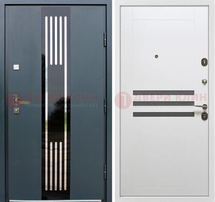 Темная квартирная дверь с разными МДФ ДМ-504 в Ликино-Дулево