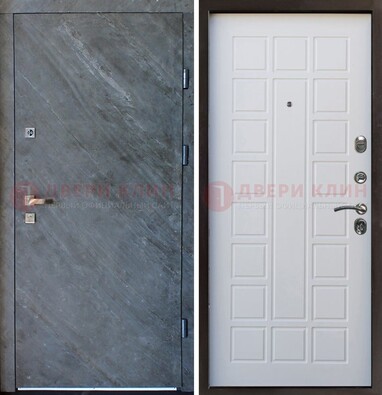 Железная дверь с МДФ серая и белая ДМ-505 в Ликино-Дулево