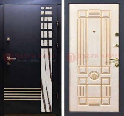 Черная железная дверь с МДФ панелями ДМ-510 в Ликино-Дулево