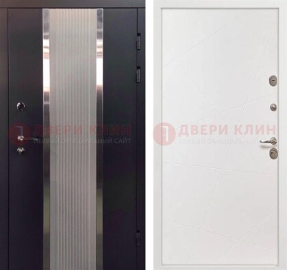 Темная металлическая дверь в квартиру МДФ с двух сторон ДМ-512 в Ликино-Дулево