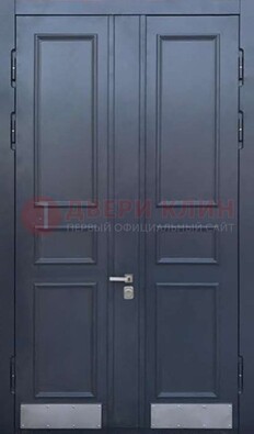Черная двухстворчатая дверь для улицы с МДФ ДМ-535 в Ликино-Дулево