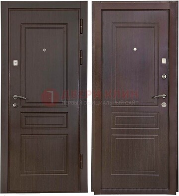 Антивандальная коричневая железная дверь с МДФ ДМ-61 в Ликино-Дулево