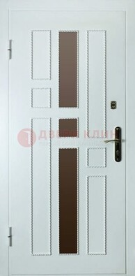 Белая стальная дверь с МДФ и декоративными вставками ДМ-62 в Ликино-Дулево