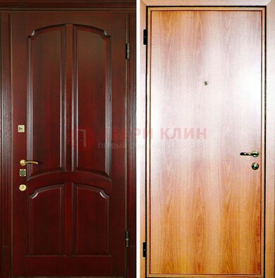 Темная железная дверь с массивом дуба ДМД-13 в Химках