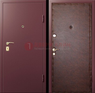 Бордовая железная дверь с нитроэмалью ДН-1 в Ликино-Дулево