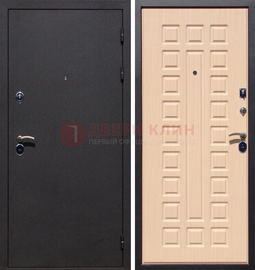 Черная стальная дверь с порошковым окрасом МДФ внутри ДП-102 в Ликино-Дулево