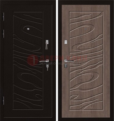 Темная железная дверь с порошковым окрасом ДП-127 в Ликино-Дулево