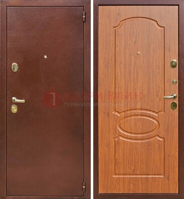 Коричневая стальная дверь с порошковым напылением ДП-137 в Ликино-Дулево