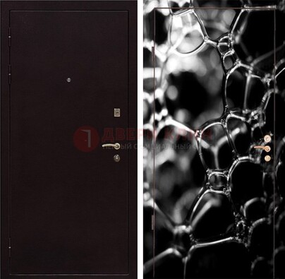Черная стальная дверь с порошковым окрасом с фотопечатью ДП-158 в Ликино-Дулево