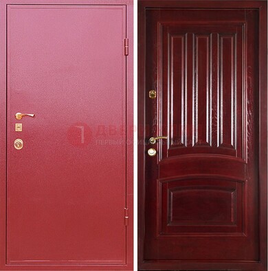 Красная металлическая дверь с порошковым напылением ДП-165 в Ликино-Дулево