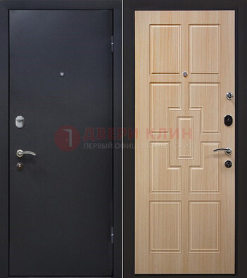 Черная железная дверь с порошковым покрытием ДП-187 в Ликино-Дулево