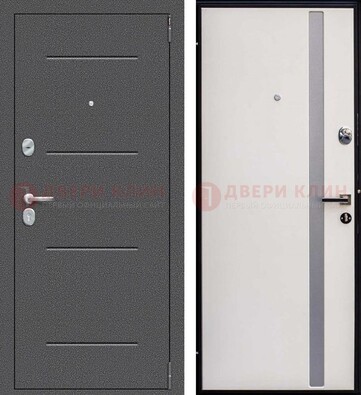 Железная дверь с порошковым напылением и белой МДФ ДП-212 в Ликино-Дулево