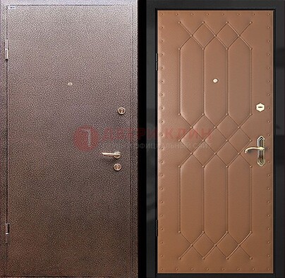 Коричневая металлическая дверь с порошковым окрасом ДП-22 в Ликино-Дулево
