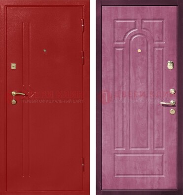 Красная входная дверь с порошковым напылением ДП-240 в Ликино-Дулево