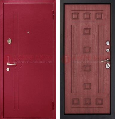 Красная железная дверь с порошковым напылением ДП-242 в Ликино-Дулево