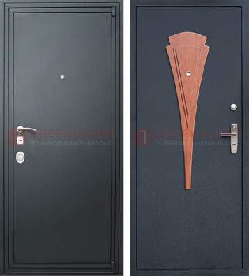 Черная железная дверь с порошковым покрытием и накладкой МДФ внутри ДП-245 в Ульяновске