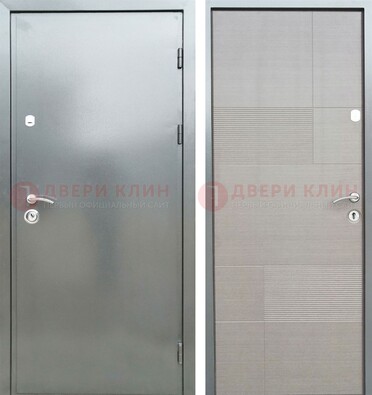 Металлическая серая дверь с порошковым покрытием и серым МДФ внутри ДП-250 в Ликино-Дулево