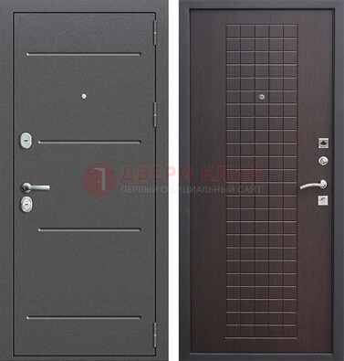 Металлическая дверь с порошковым покрытием и МДФ Махагон ДП-254 в Ликино-Дулево
