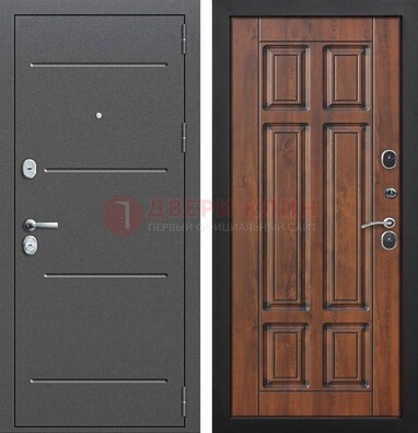 Стальная дверь с порошковым покрытием Антик серебро и филенчатой МДФ ДП-267 в Ликино-Дулево