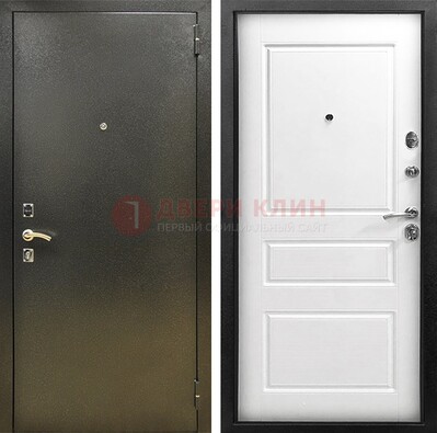 Входная дверь Темное серебро с порошковым напылением и белой МДФ ДП-272 в Ликино-Дулево