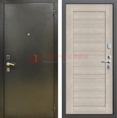 Стальная темно-серая дверь с порошковой отделкой и МДФ панелью ДП-278 в Ликино-Дулево