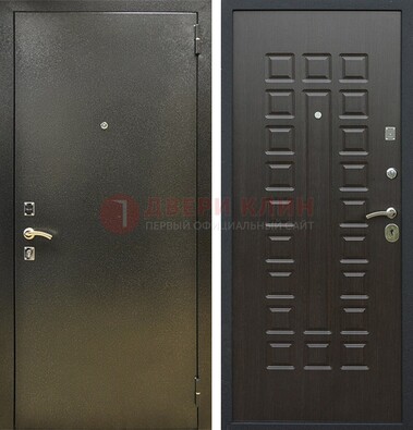 Темно-серая железная дверь с порошковым покрытием и МДФ Венге ДП-287 в Ликино-Дулево