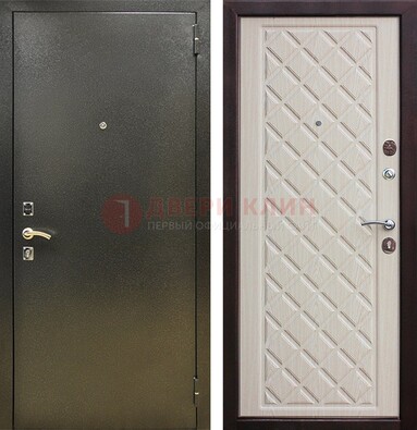 Темно-серая железная дверь с порошковым покрытием и филенчатой МДФ ДП-289 в Ликино-Дулево