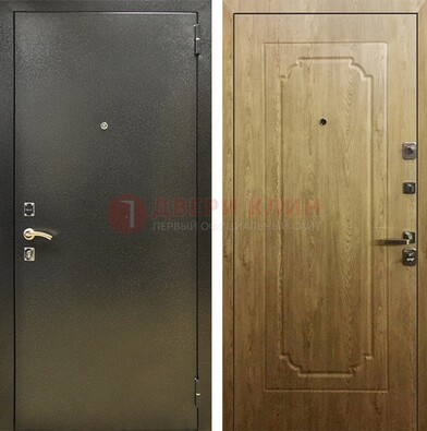 Темно-серая входная дверь с порошковым покрытием и МДФ Золотой дуб ДП-291 в Ликино-Дулево