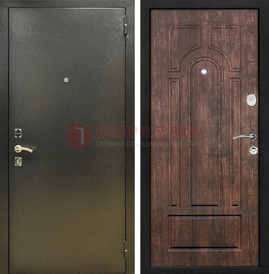 Темно-серая металлическая дверь с порошковым покрытием и МДФ коричневая ДП-292 в Ликино-Дулево