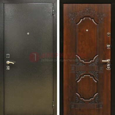 Входная дверь Темное серебро с порошковым покрытием и МДФ с узором ДП-293 в Ликино-Дулево