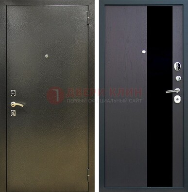 Входная темная дверь с порошковым покрытием и МДФ со стеклом ДП-294 в Ликино-Дулево