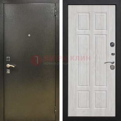 Входная темно-серая дверь с порошковым напылением и МДФ с филенкой ДП-302 в Ликино-Дулево