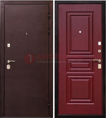 Бордовая входная дверь с порошковым окрасом ДП-36 в Ликино-Дулево