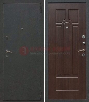 Черная металлическая дверь с порошковым окрасом ДП-47 в Ликино-Дулево