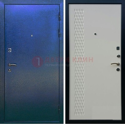 Синяя железная дверь с порошковым напылением ДП-49 в Ликино-Дулево