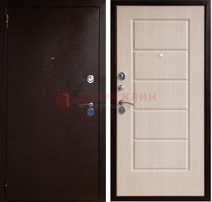 Коричневая металлическая дверь с порошковым окрасом ДП-92 в Ликино-Дулево