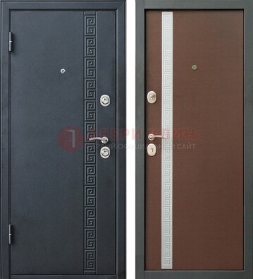 Черная стальная дверь с порошковым напылением ДП-9 в Ликино-Дулево
