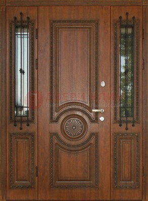 Парадная распашная стальная дверь Винорит со стеклом ДПР-106 в Ликино-Дулево