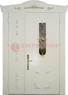 Классическая парадная дверь Винорит со стеклом и ковкой ДПР-109 в Красноармейске