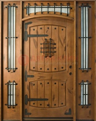 Парадная дверь с коваными элементами ДПР-68 в коттедж в Ликино-Дулево