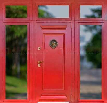 Красная парадная дверь для частного дома ДПР-88 в Ликино-Дулево