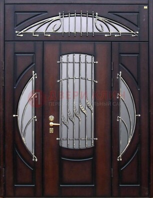 Парадная дверь со стеклянными вставками и ковкой ДПР-9 для улицы в Ликино-Дулево